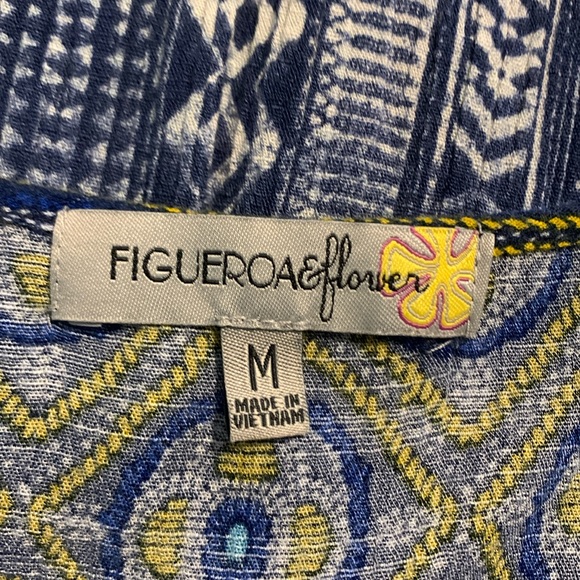 Figueroa & Flower Printed/Pleated Top Size M Long Flowing Used - Picture 5 of 6